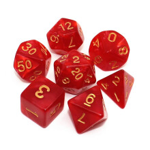 Zestaw kosci wielosciennych DND CREEBUY Karneolowe czerwone kosci do Dungeon and Dragons D&D Pathfinder MTG 7-Die RPG Kosci z torba na kosci