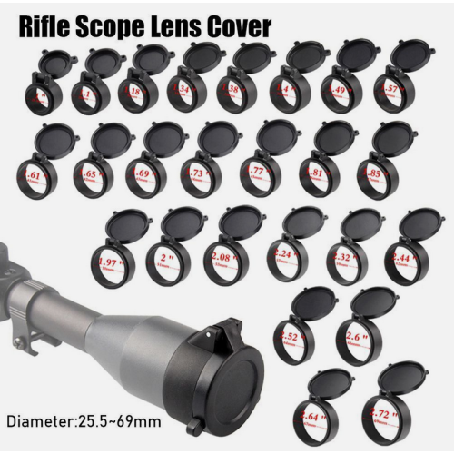 (60) Scope Flip Up Cap Quick Spring Protection Objective Lense Lid Lens Cover
