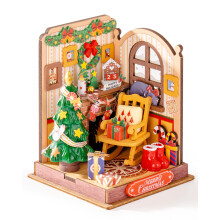 Robotime Christmas Fireplace Doll House DIY Mini Room Gift for Adults