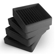 casterMaster 2x2 Black Square Rubber Kółka meblowe z antypoślizgowym uchwytem podłogowym (zestaw 4 szt.)