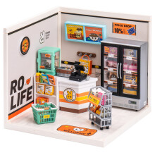 Robotime DIY Miniature House Super Store Dollhouse Energy Supply Store