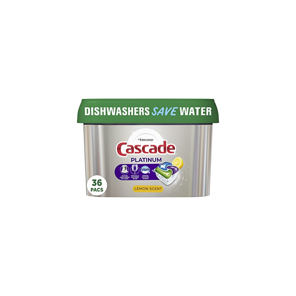 Cascade Platinum ActionPacs Dishwasher Detergent Pods  Lemon  36 Count