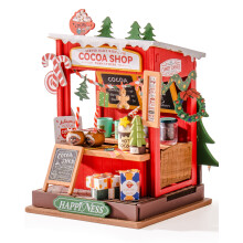 Robotime DIY Kit Wood Dollhouse Model Building Adult Gift (Cocoa Shop)