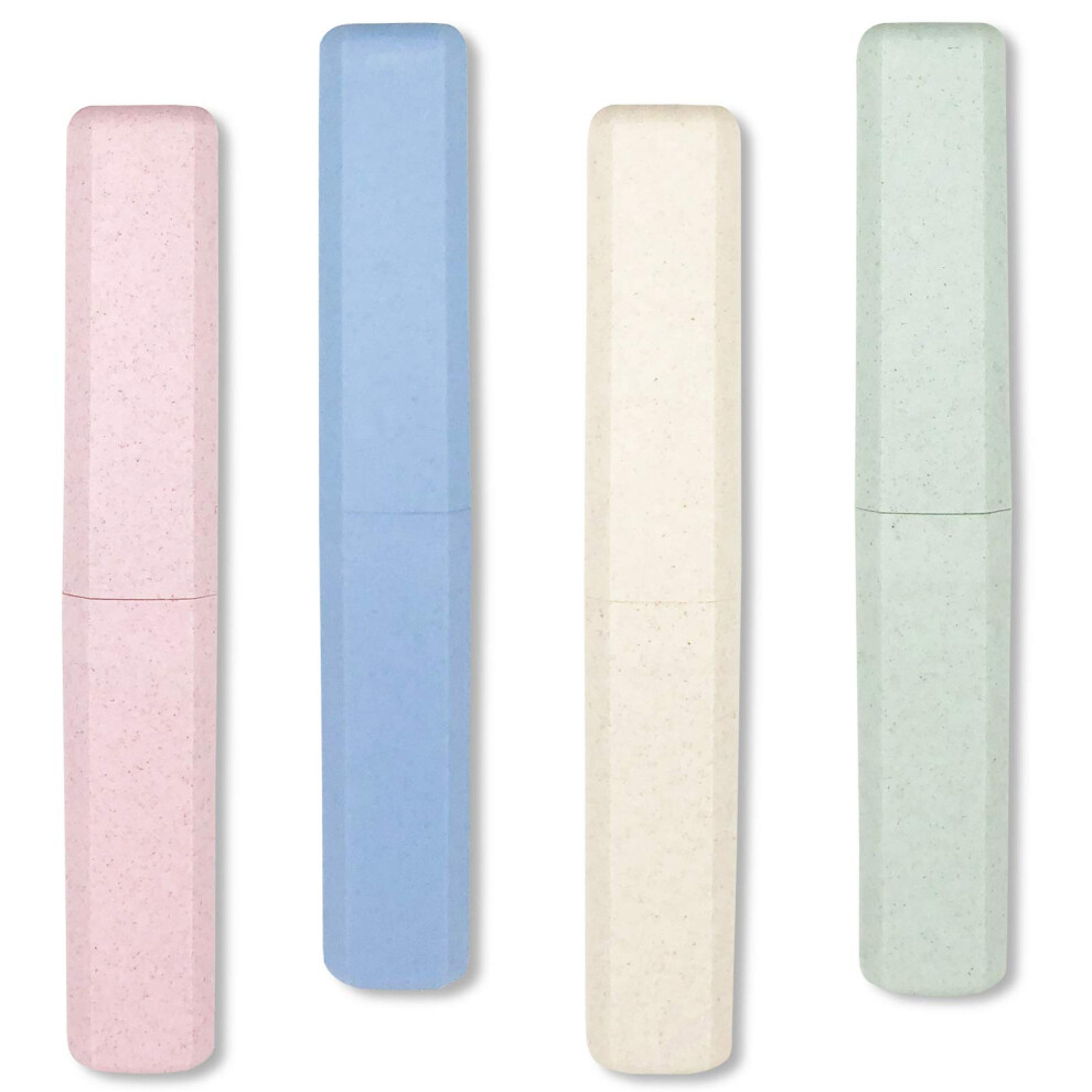 Mulbozy 4 Packs Portable Travel Toothbrush Case Breathable Plastic Toothbrush Holder For Home Travel Business Camping School