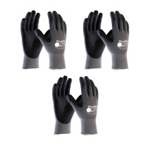 MaxiFlex Large (3er Pack) Graue Schutzhandschuhe mit nitrilbeschichtetem Mikroschaum-Griff