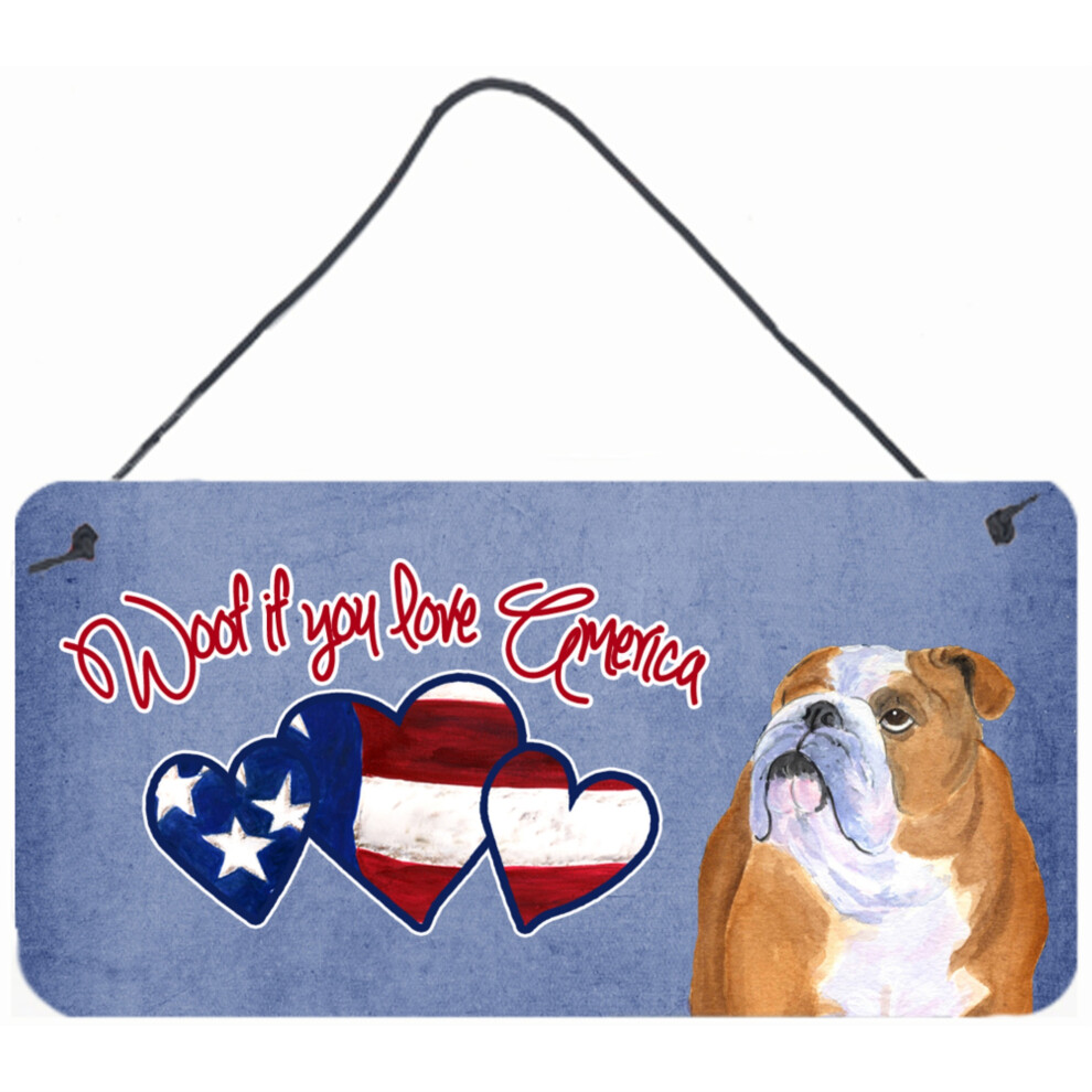 Caroline's Treasures SS5002DS612 Impressions Murales Ou De Porte Wouf Si Vous Aimez L'am Rique Bouledogue Anglais 6 X 12 Po-image