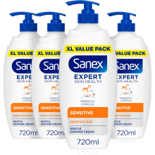 Sanex Body Wash - Expert Skin Health - Sensitive Shower Cream - Dermatologist Tested Gentle For Sensitive Skin - Multip
