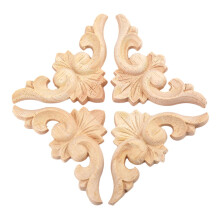 4-Pack Wood Carved Appliques Onlay Decal for Furniture 6x6cm/2.36x2.36 Corner Decal for Desk Cabinet Mirror Dresser Drawer Home Decoration