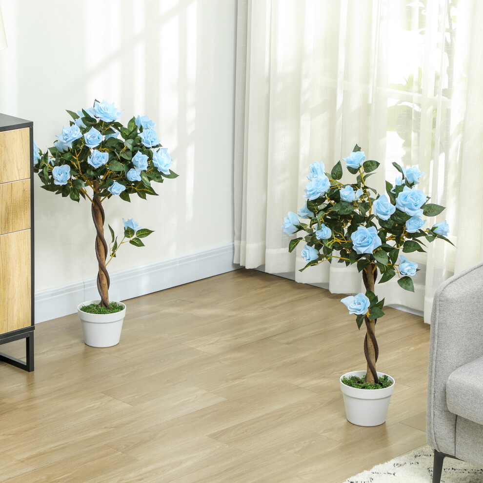 Portland Blue Artificial Rose Tree 90cm - Image 4