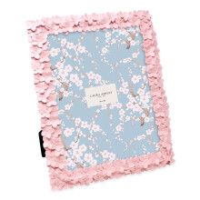 Laura Ashley 8x10 Pink Flower Textured Hand-Crafted Resin Picture Frame with Easel & Hook for Tabletop & Wall Display Decorative Floral Design Home D