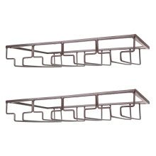 FOMANSH Vinglasstativ - Underskab Stenware Vinglasholder Briller Opbevaringsb?jle 2 Pack Metal Organizer til Bar K?kken 4 R?kker Brun