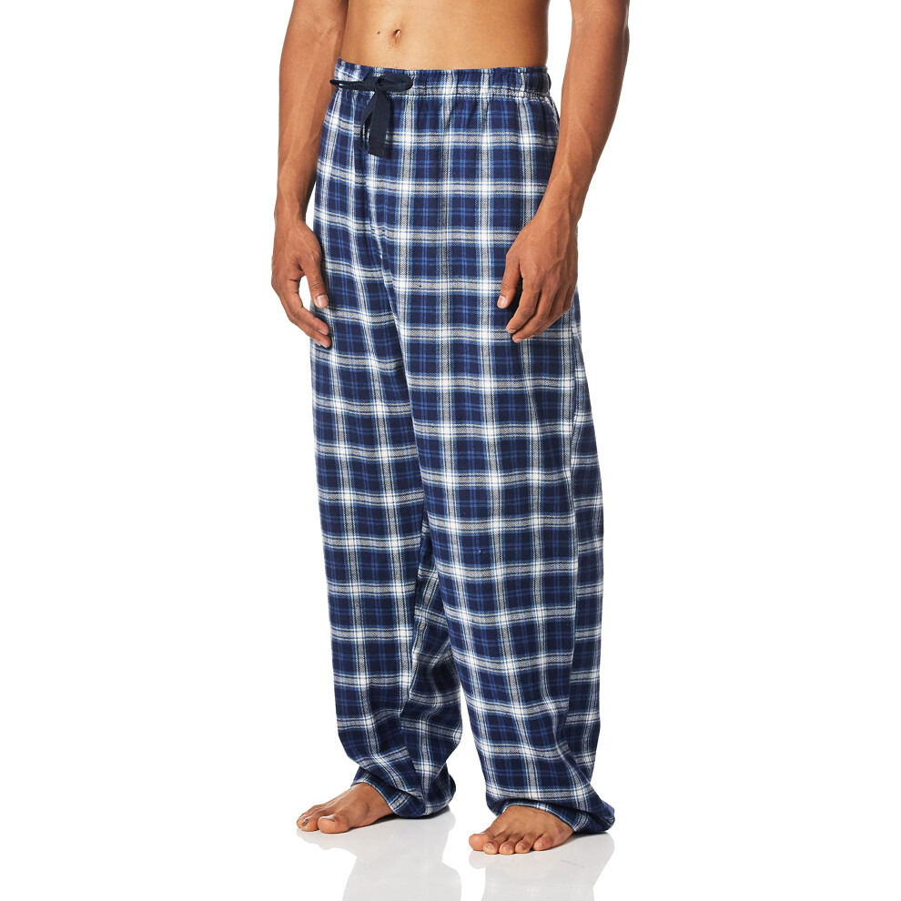 Fruit Of The Loom Heren Geweven Flanellen Pyjamabroek Met Garenverf, Marineblauw Geruit, Small-image