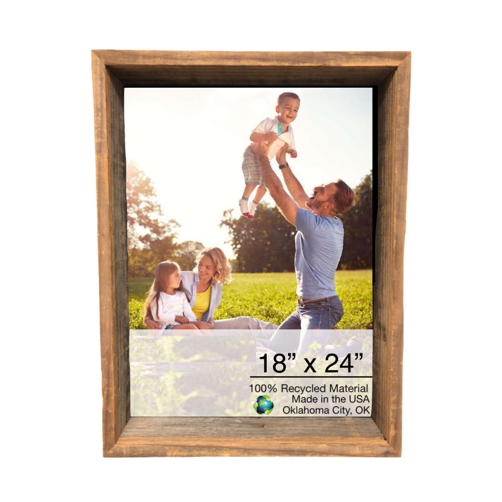 Cadre photo rustique gris patin    18 x 24 avec crochet