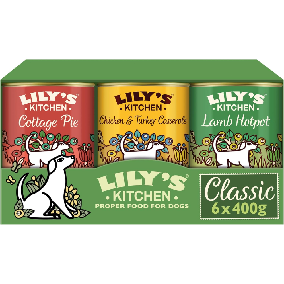 Lily's Kitchen Natural Adult Wet Dog Food Tins Classic Dinners Variety Pack 6 x 400g