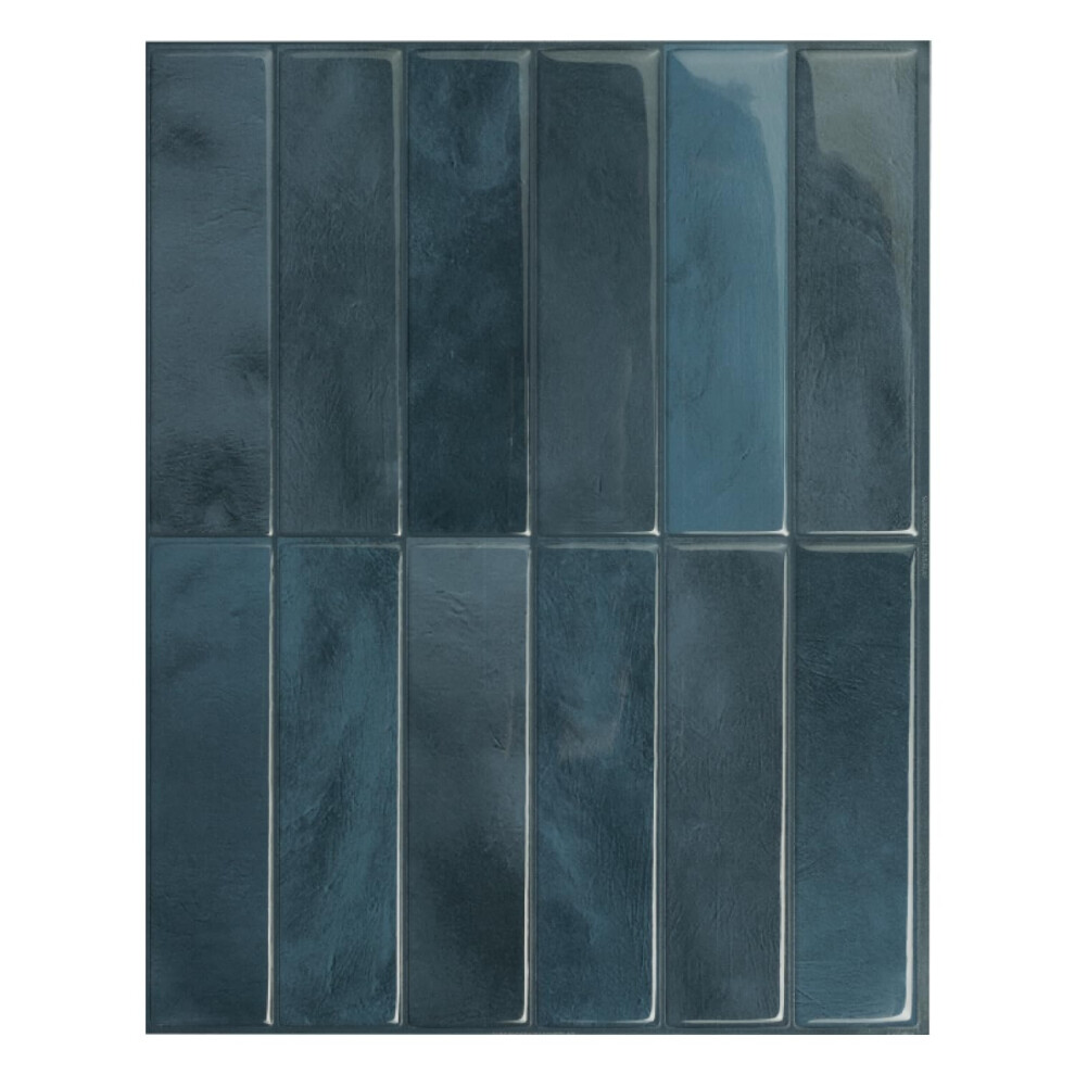 Smart Tiles Piastrelle Adesive 3D Per Cucina E Bagno - Morocco Blu, 5 Mattonelle Adesive 29X22,86 Cm, Paraschizzi Cucina, Impermeabile, Resistente Al Calore, Pannelli Decorativi, Prodotto In Canada-image