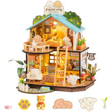 Robotime Puppy's Cozy Villa DIY Miniature Doll House Gift for Adults