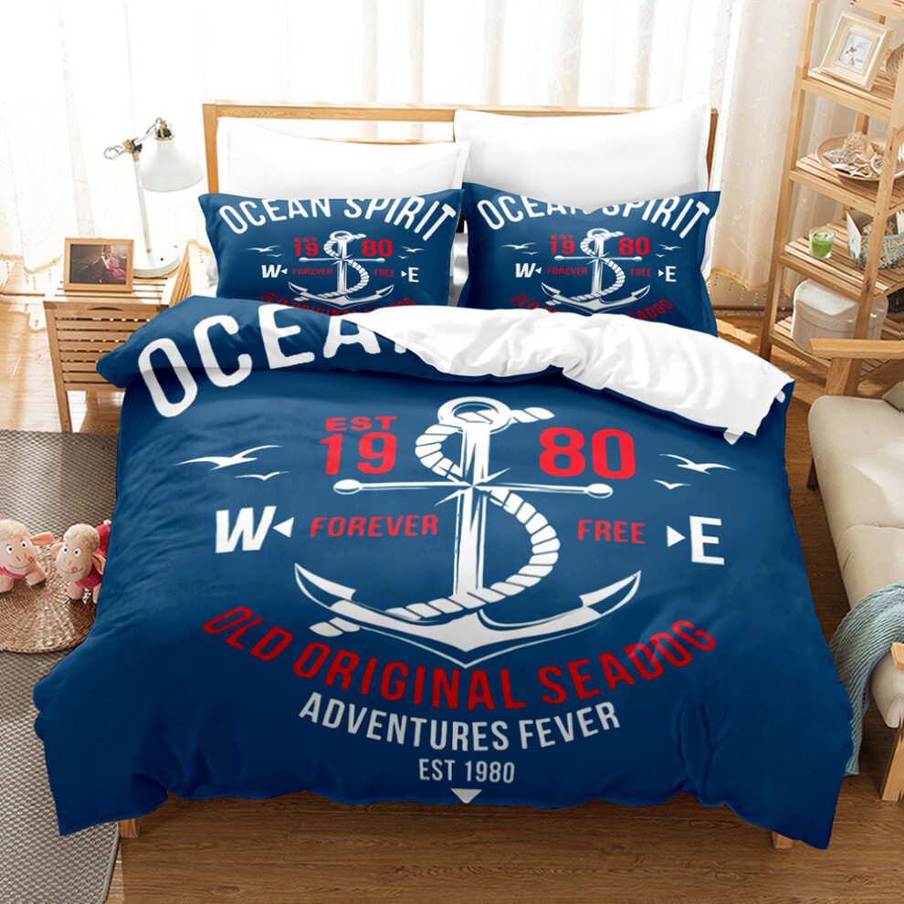 (7, 140*200 three-piece set) New Ocean Sailboat Anchor Digital Printed Three-Piece Quilt Cover to Picture Order Home Textile Pillow Cover Bedding Set-image-OPC-PGN5S6H-NEW