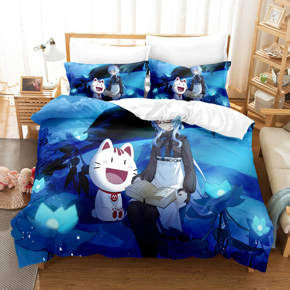 (18, 135*200 Two-piece Set) New American cartoon anime bedding Genshin Impact series three-piece pillow cover duvet cover-image-OPC-PGN5SGF-NEW