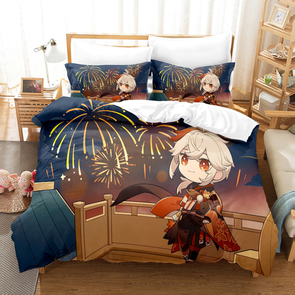 (3, 210*210 three-piece set) New American cartoon anime bedding Genshin Impact series three-piece pillow cover duvet cover-image-OPC-PGN5SKF-NEW