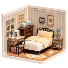 Robotime DIY Miniature House Super Store Dollhouse Sweet Dream Bedroom