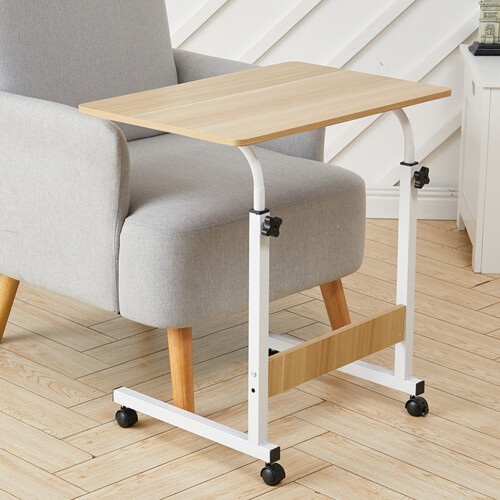 Living And Home Height Adjustable Mobile Table Overbed Desk with Wheels 1