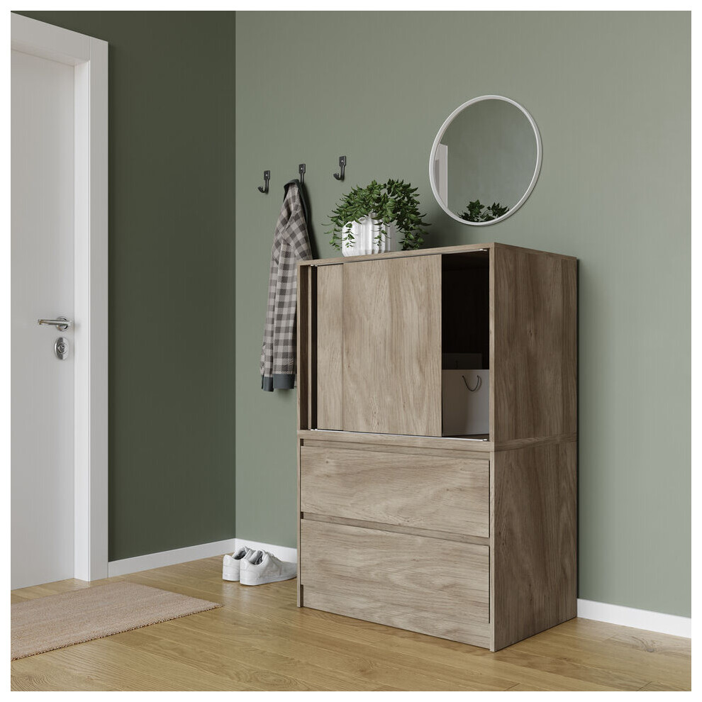 Urbn Living (Oak) 2 Door 2 Drawer Side Cabinet Cupboard Furniture