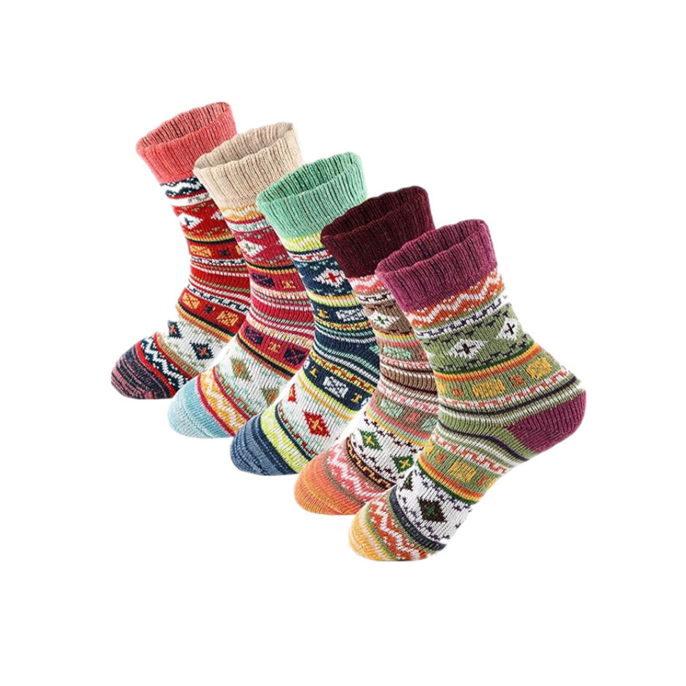 (Style G, 5 Pairs) 5 Pairs Men's Nordic Thermal Socks Winter Warm Thick Walking Hike Chuncky Socks