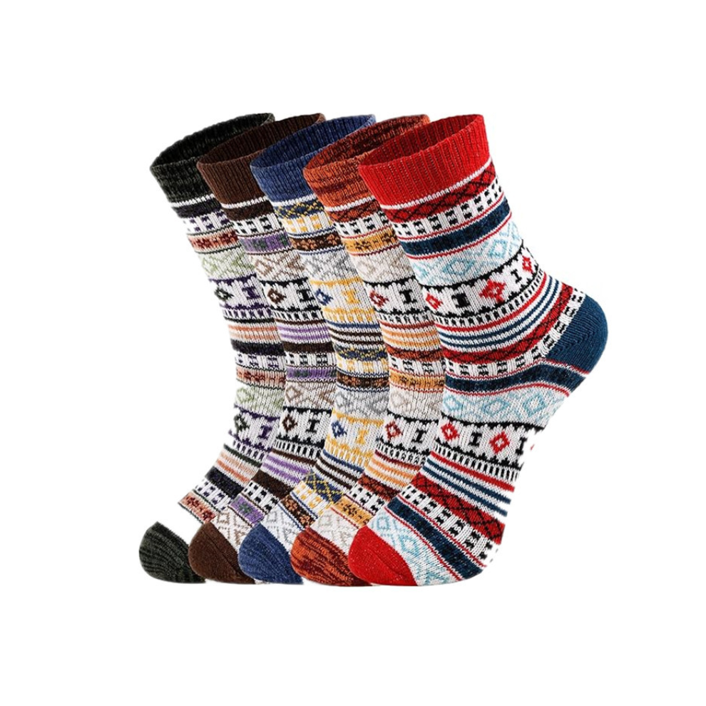 (Style KK, 5 Pairs) 5 Pairs Men's Nordic Thermal Socks Winter Warm Thick Walking Hike Chuncky Socks-image-OPC-PGN5YNK-NEW