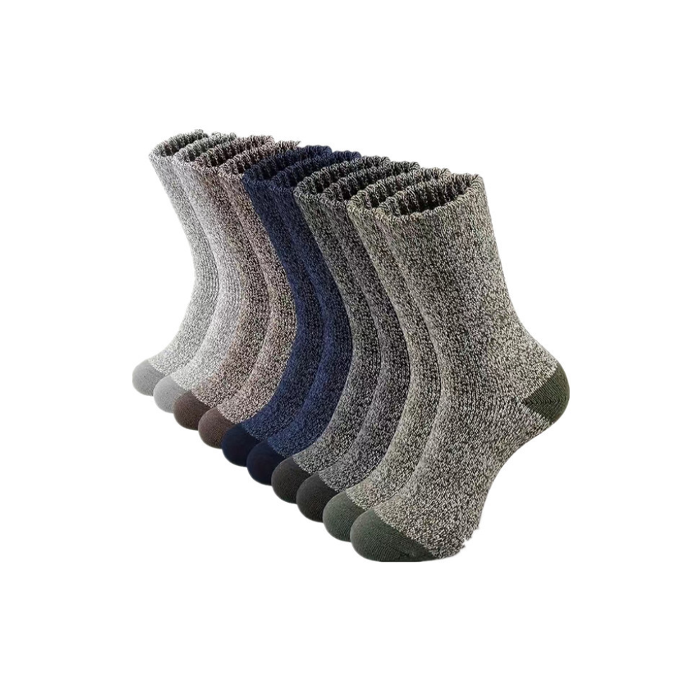 (Style II, 5 Pairs) 5 Pairs Men's Nordic Thermal Socks Winter Warm Thick Walking Hike Chuncky Socks