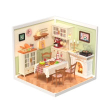 Robotime DIY Miniature House Super Store Dollhouse Warm Dining Room