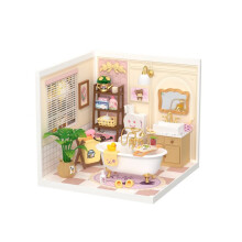 Robotime DIY Miniature House Super Store Dollhouse Pop Bubble Bathroom - Spa-Inspired, 103pcs, Easy Assembly