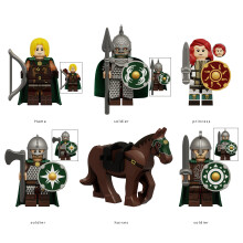 6PCS Medieval Military Building Blocks Minifigures War Horse Solider Knight Boy Toys Gifts Mini Bricks MOC