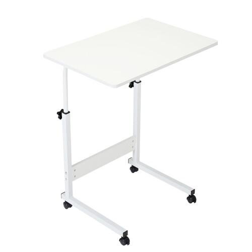 Living And Home Height Adjustable Mobile Table Overbed Desk with Wheels 2