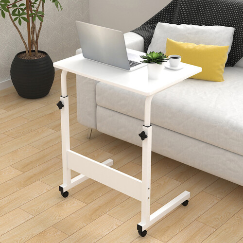 Living And Home Height Adjustable Mobile Table Overbed Desk with Wheels