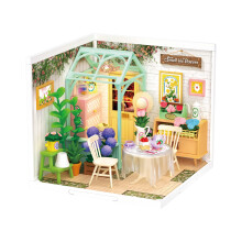 Robotime DIY Miniature House Super Store Dollhouse Blooming Tea Garden