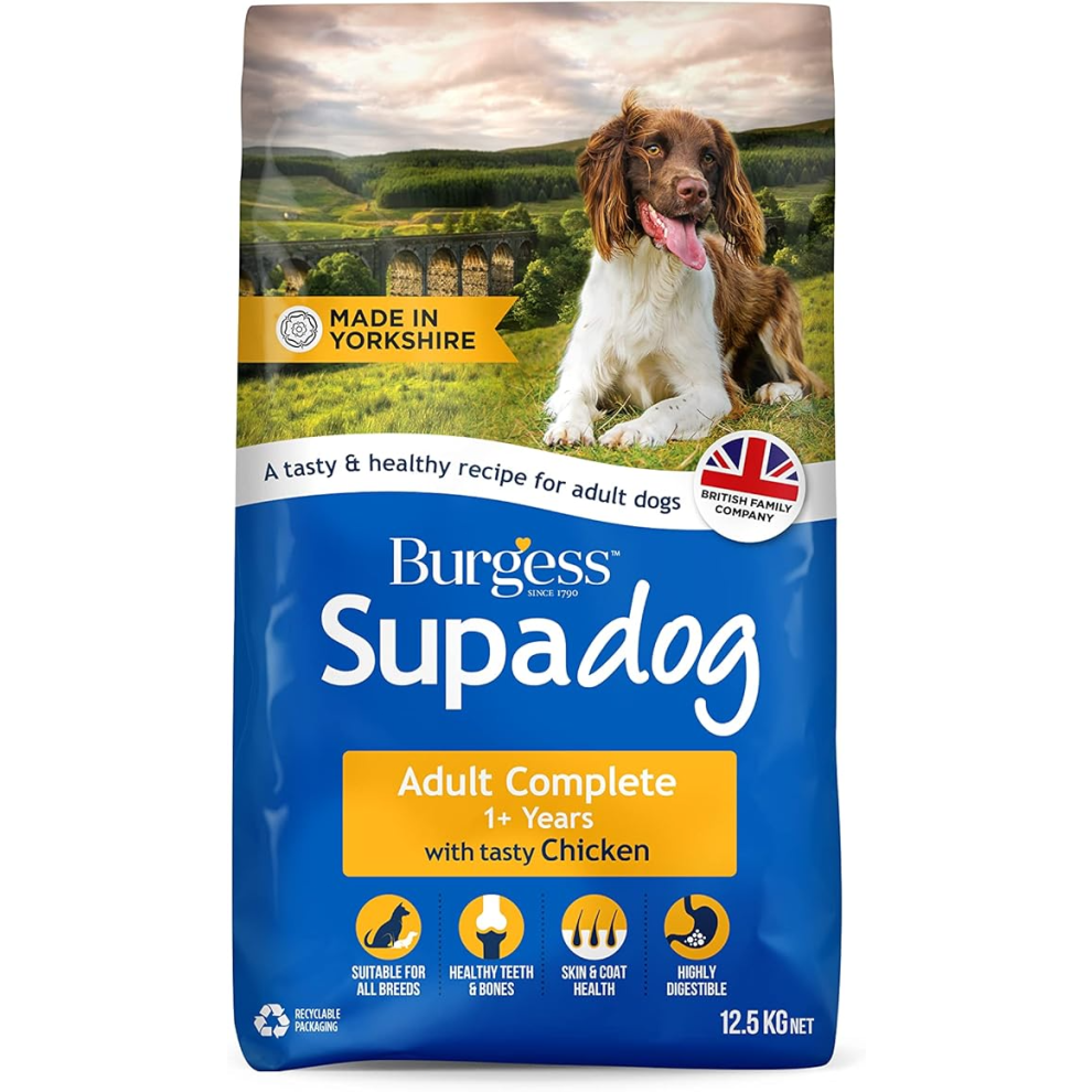 Burgess Supadog Adult Dry Dog Food With Tasty Chicken 12.5 Kg, Multicoloured