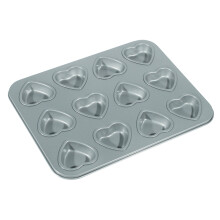 Forma na muffiny Fox Run Mini Heart 12 lok, neprilnav , siv