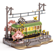 Robotime Model Kits for Adults to Build Sakura Tram 3D Wooden Puzzle