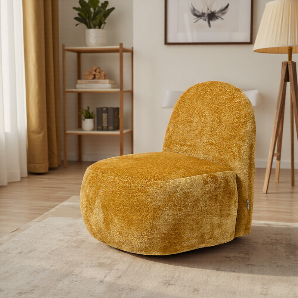 (Yellow) Modern Chenille Upholstered Lounge Chair