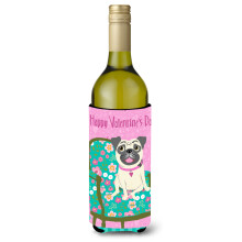 """"Caroline's Treasures Boldog Valentin-napot Mopsz borosveg Koozie Hugger 750ml Multicolor""""