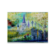 """"""""Caroline's Treasures MW1217PLMT St Louis Cathedral Across The Square Fabric Placemat  Multicolor""""""""