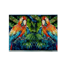 """"""""Caroline's Treasures MW1216PLMT Parrots Yo Yo Mama Fabric Placemat  Multicolor""""""""