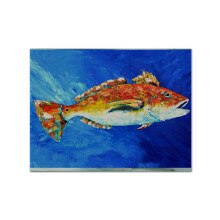 """"""""Caroline's Treasures MW1212PLMT Red Fish White Spin Fabric Placemat  Multicolor""""""""