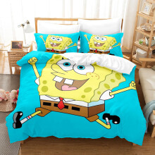 (2, 200*230 three-piece set) New SpongeBob SquarePants Series Three-Piece Digital Printed Quilt Cover Pillow Cover Packages to Pictures to Determine Bedding Sets