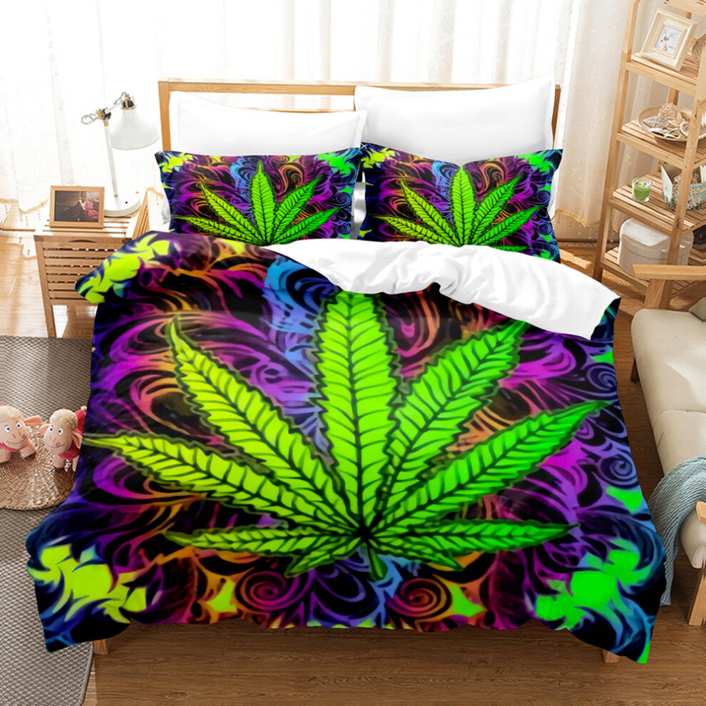 (14, 210*210 three-piece set) New bedding colorful maple leaf 3D printed three-piece duvet cover and bedding set-image-OPC-PGN6RRR-NEW