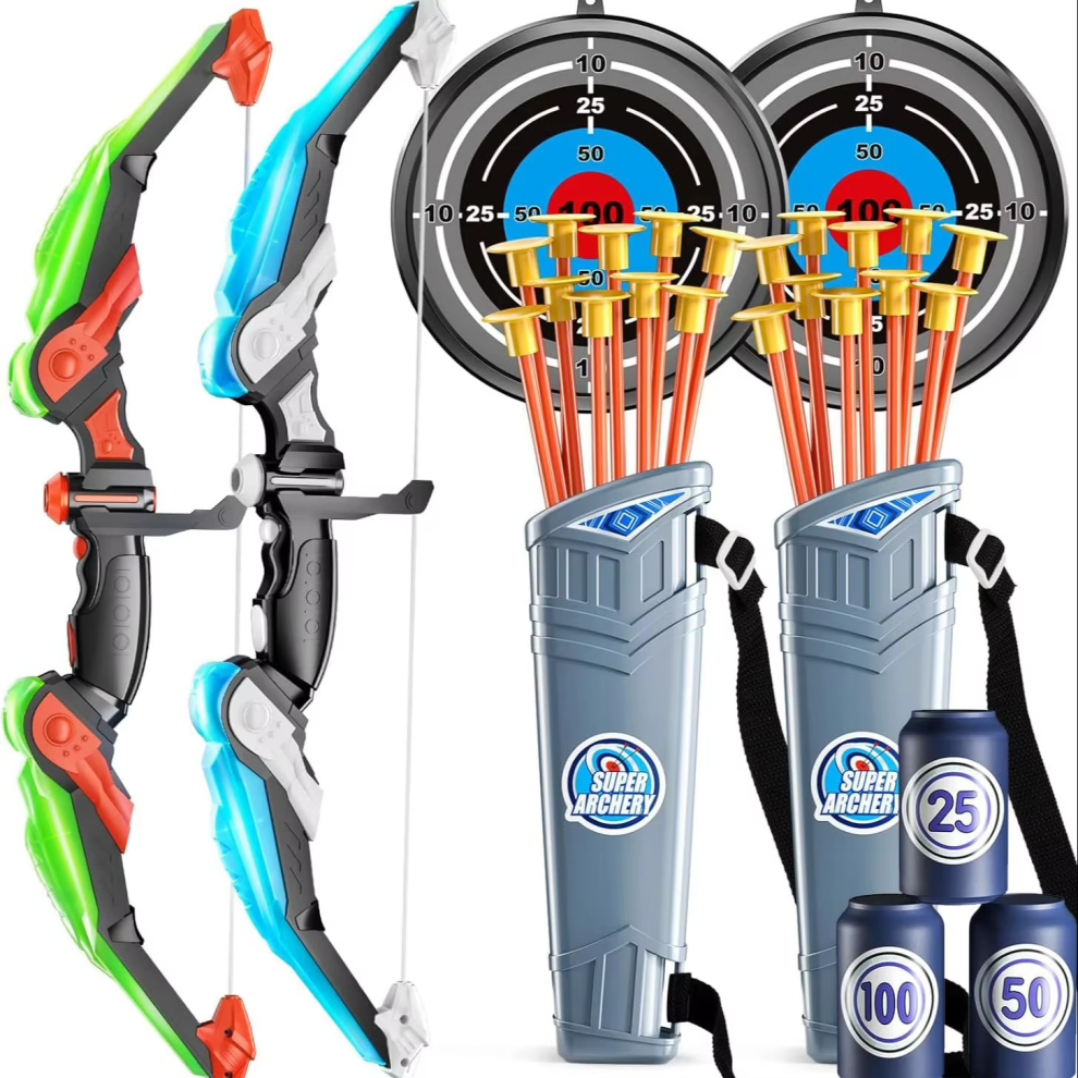 Photos - Other Toys Kids Bow and Arrow Set, LED Light Up Archery Toys Set for Kids Ages 4-8 8-12, with 10 Suction Cup Arrows, Target & Quiver, B