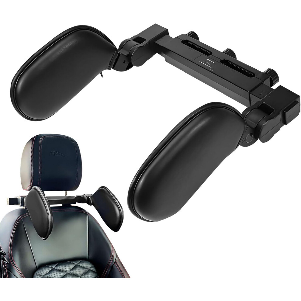 (Black) Head Rest Pillow For Car - Ergonomic Headrest Travel Pillow | Soft Comfortable Adjustable Portable Rest Cushion For Travel Sofa For Road Trips Black