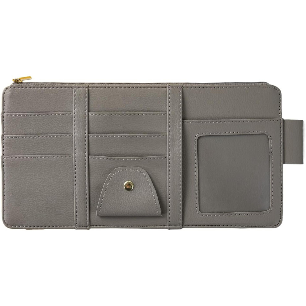 (Gray) Car Visor Storage Bag | Auto Sun Visor Storage Pocket | Soft And Delicate Vehicle Pouch Bag For Small Car, Truck, And Rv Gray