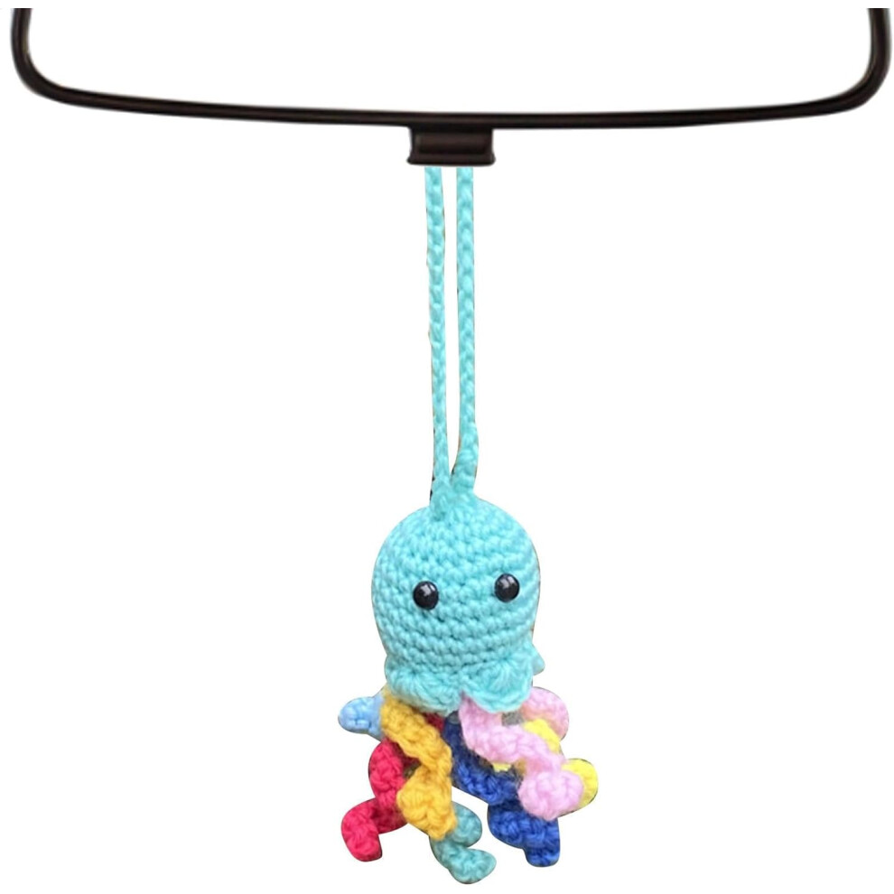 Crochet Rearview Mirror Charm | Cute Octopus Automobile Mirror Pendant,Hangable Interior Accessories Knitted for Key, Bag