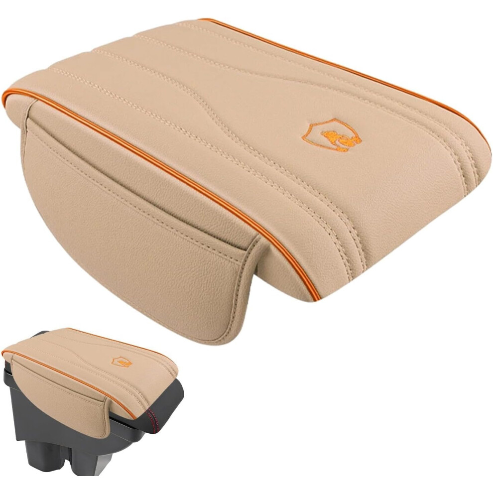 ( Yellow) Car Armrest Cushion,Auto Armrest Cover Protector - Leather Center Console Heighten Pads, Car Armrest Cushion Protector With Storage Poc Beige/Yellow